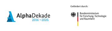 Logo AlphaDekade Bundesministerium für Forschung, Technologie und Raumfahrt