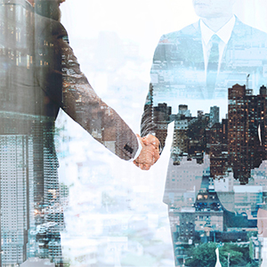 Business Handshake Geschäftswelten